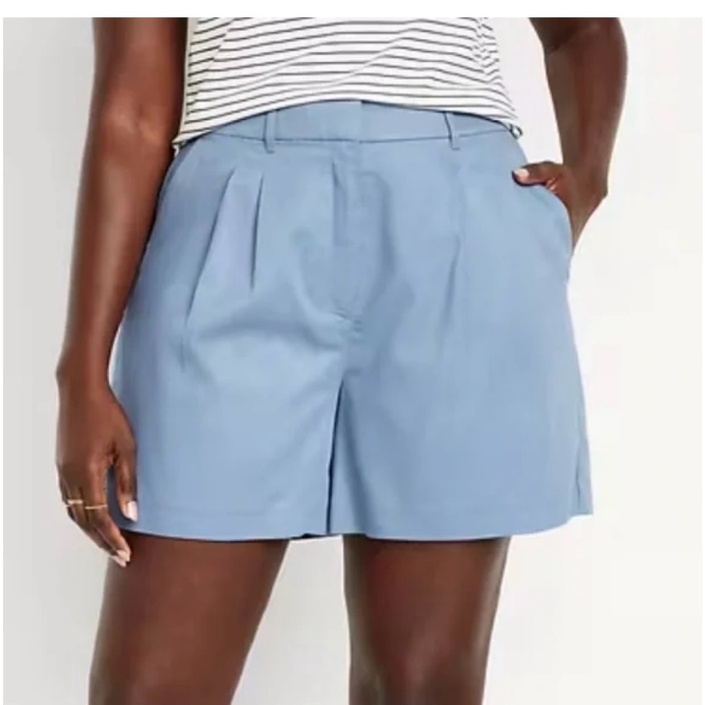 Old Navy Light Blue High-Waist Pleated Shorts
